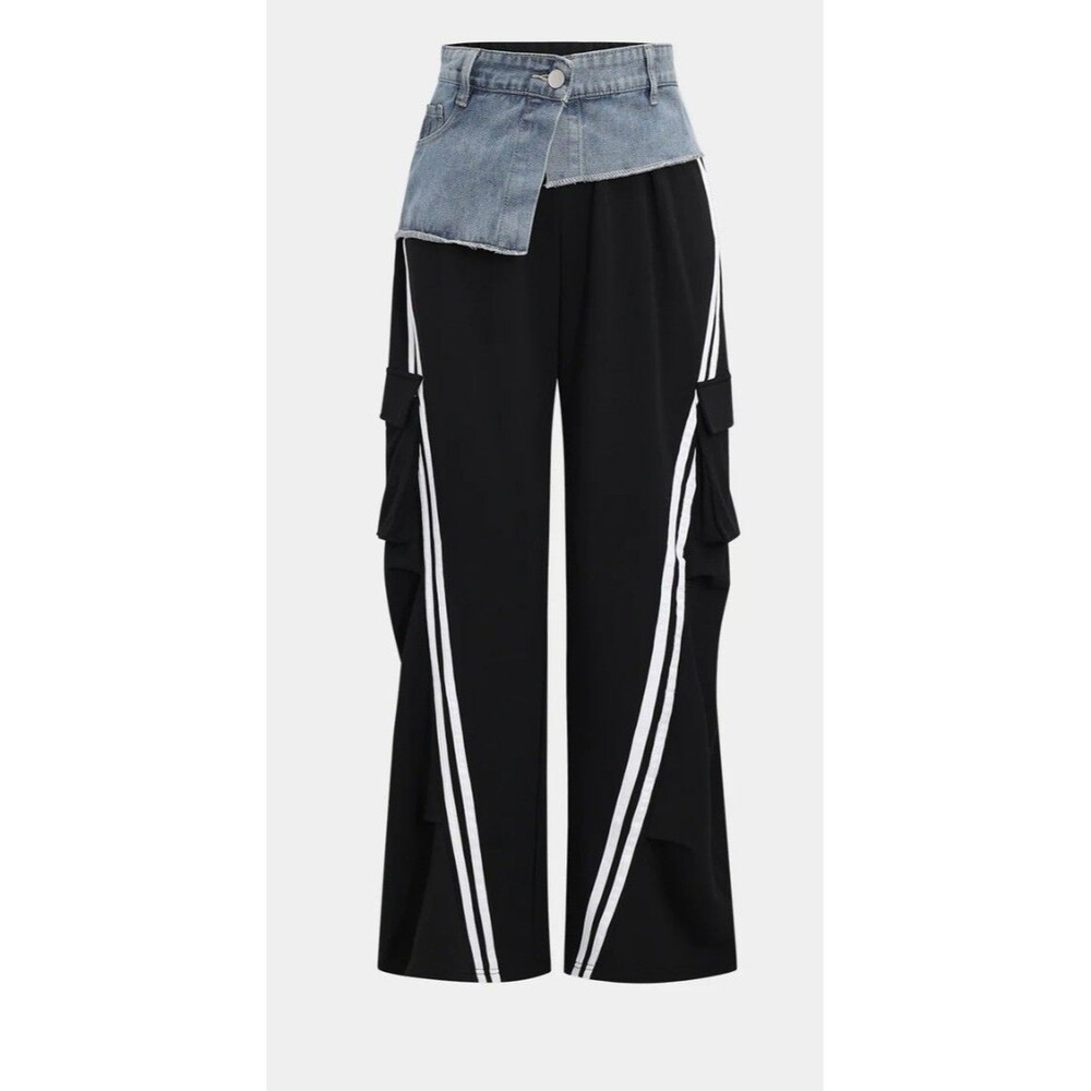 Micas Women's Size Small Denim Patchwork Pocket Trousers Streetwear Club NWT - Picture 10 of 10